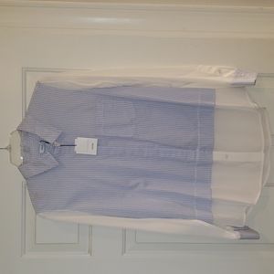 New with tags Vince, button-down shirt, blue and white stripe, size 10